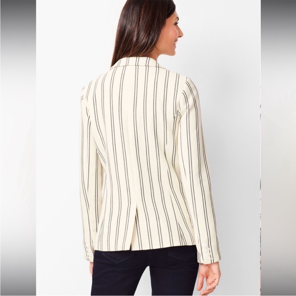 Talbots Ivory and Navy Stripe Blazer Suit Jacket - Picture 3 of 7